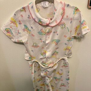 Vintage 1980’s 2 piece 4T Carters PJs with children playing